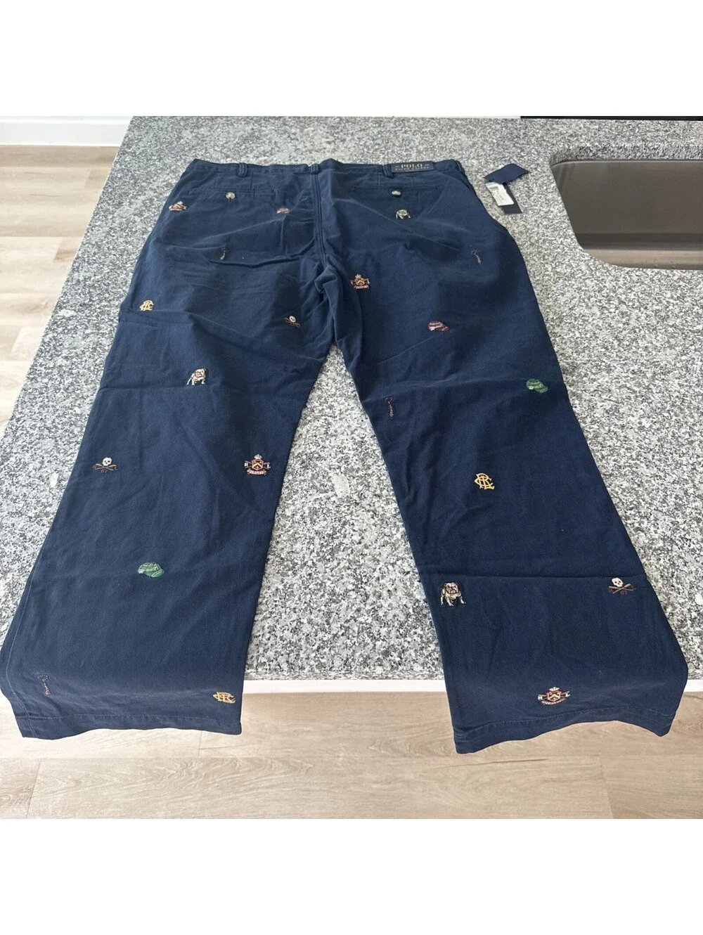 Polo Ralph Lauren Varsity Bulldog Crest Classic Fit Flat Front Pants 38x30